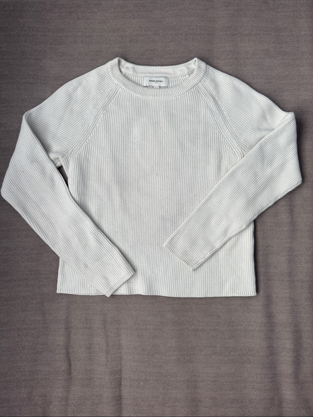 Banana Republic Cream Ribbed Crewneck Sweater